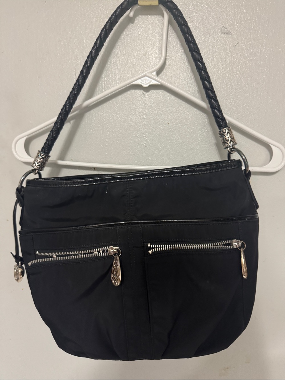 Brighton Black Shoulder Bag with Silver Hardware